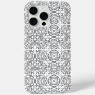 Lacy white squares on a light gray background iPhone 15 pro max case