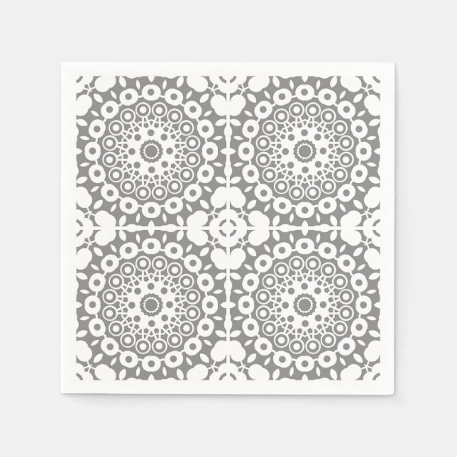 Lacy white squares on a light gray background napkins (Front)