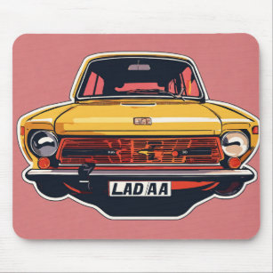 "Lada Legacy: Muted Colorful Badge Illustration" Mouse Pad