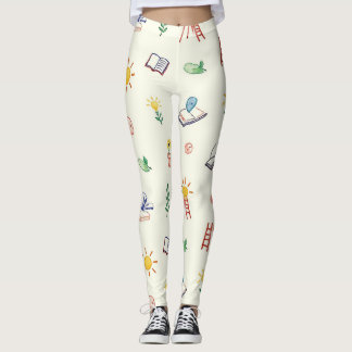 Ladder Book Seamless Pattern Leggings
