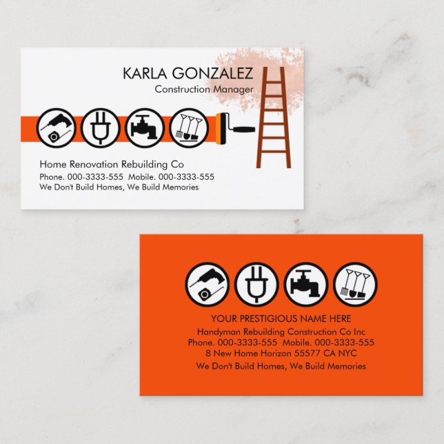 Ladder Brush Painting Handyman Tools Business Card (Front/Back)