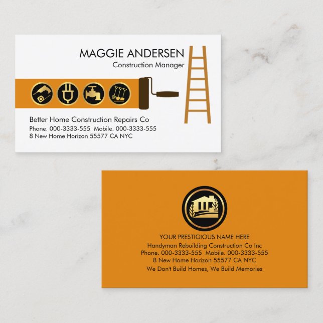 Ladder Brush Painting Handyman Tools Business Card (Front/Back)