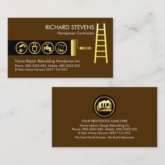 Ladder Brush Painting Handyman Tools Icon Business Card (Front/Back)