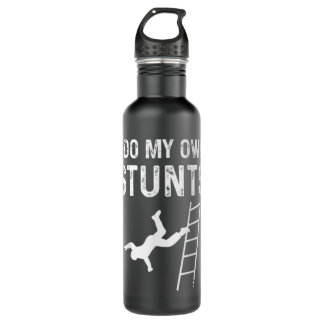 Ladder Falling Down Own Stunts Clumsy Stainless Steel Water Bottle