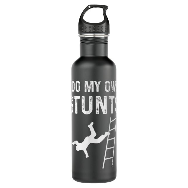 Ladder Falling Down Own Stunts Clumsy Stainless Steel Water Bottle (Front)
