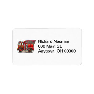Ladder Fire Truck Address Label