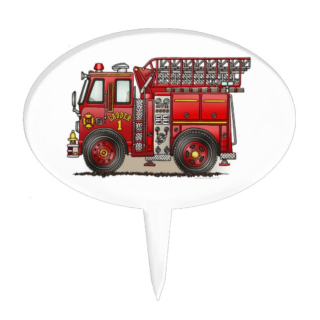 Ladder Fire Truck Cake Topper (Front)