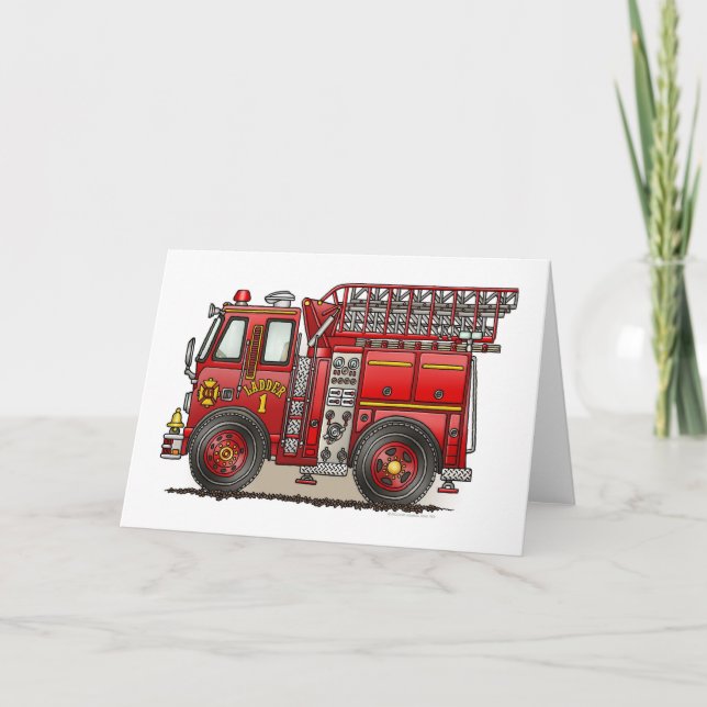 Ladder Fire Truck Greeting Card (Front)