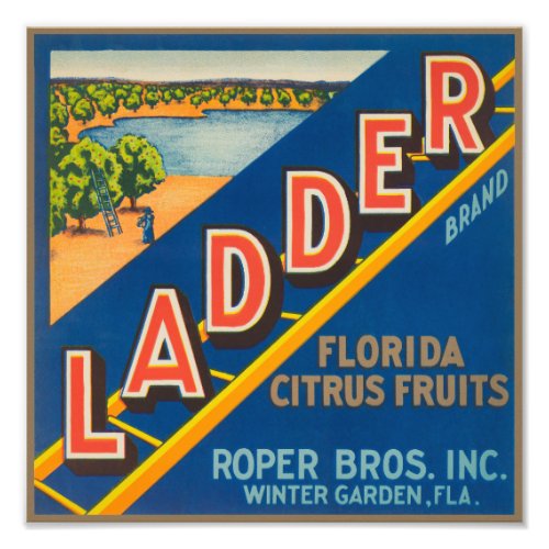 Ladder Oranges packing label Photo Print