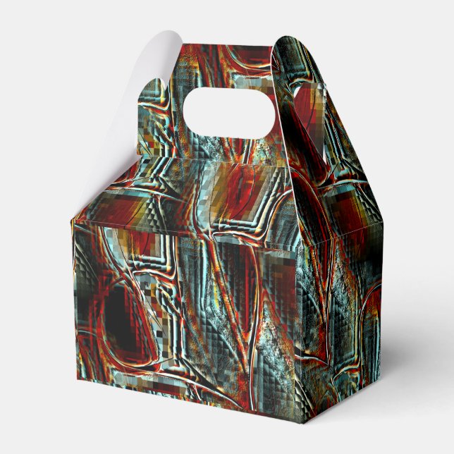 Ladder spotted rough pixelated in gray cyan coral  favor boxes (Front Side)