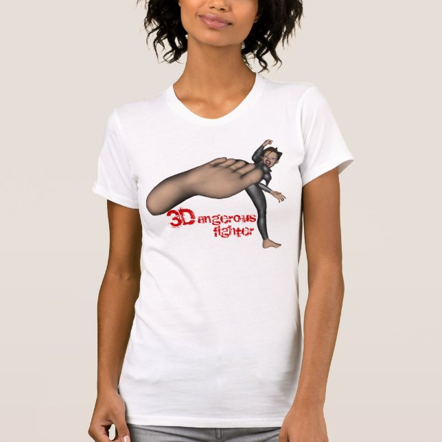 Ladies 3D Dangerous Fighter Petite T-Shirt (Front)