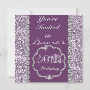 Ladies 50th Birthday Party Invitation In Purple by PersonalCustom at Zazzle