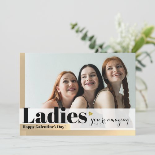 Ladies Amazing Gold Galentines Day Holiday Card