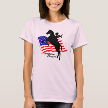Ladies American Cowgirl Baby Doll T-shirt by Baysideimages at Zazzle