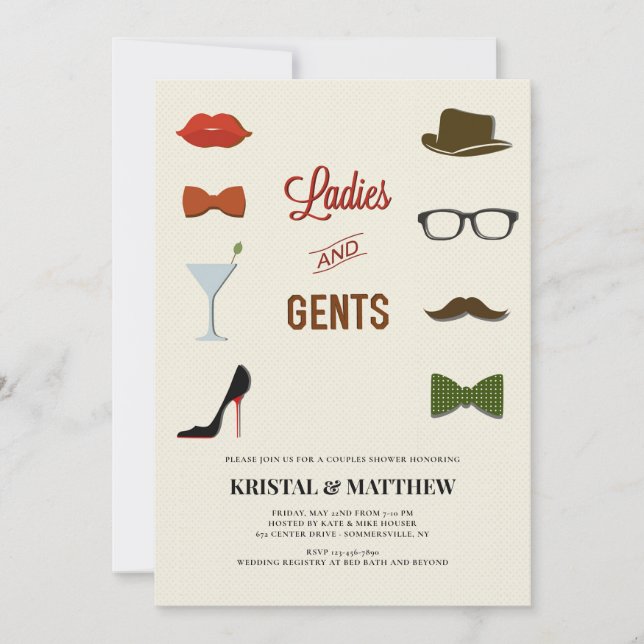 Ladies and Gents Couples Shower Invitation (Front)