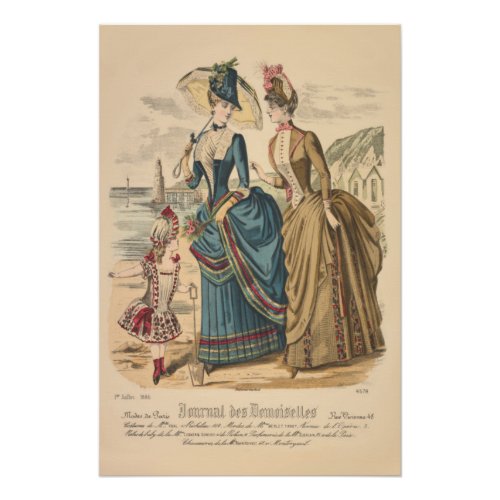Ladies at Beach Victorian Paris Vintage Collage Poster