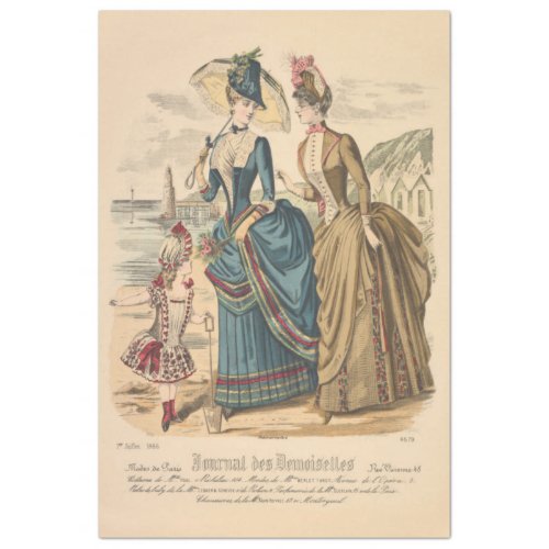 Ladies at Beach Victorian Paris Vintage Collage Tissue Paper
