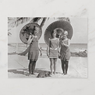 Ladies at the Beach, 1920 Postcard