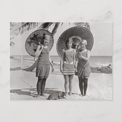 Ladies at the Beach 1920 Postcard