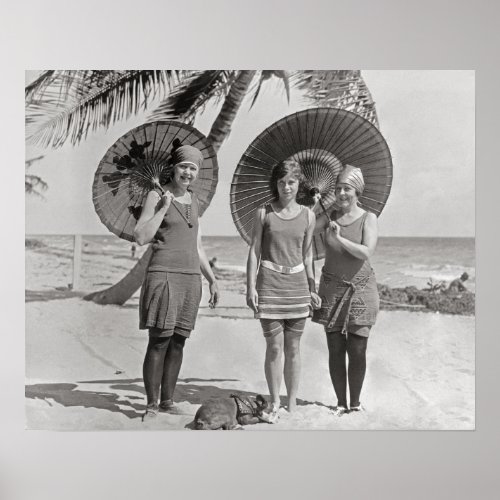 Ladies at the Beach 1920 Vintage Photo Poster