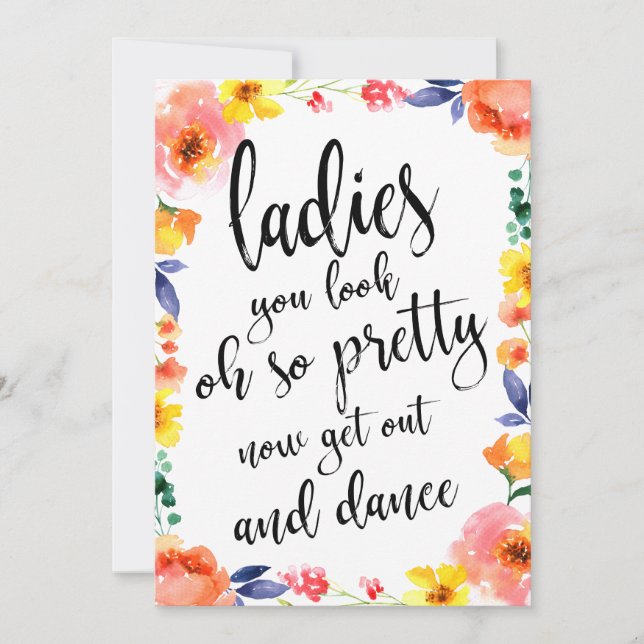 Ladies Bathroom Affordable Floral Wedding Sign (Front)