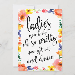 Ladies Bathroom Affordable Floral Wedding Sign