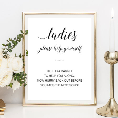 Ladies Bathroom Basket Elegant Wedding Sign