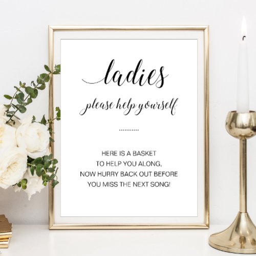 Ladies Bathroom Basket Elegant Wedding Sign