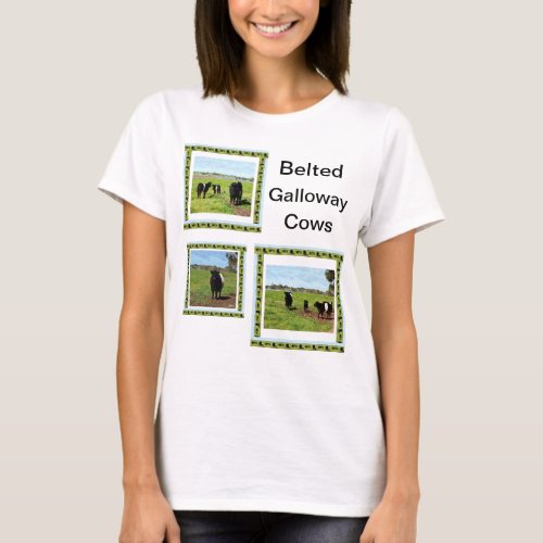 Ladies Belted Galloway Cows T_shirt T_Shirt