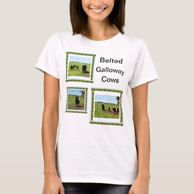 Ladies Belted Galloway Cows T-shirt, T-Shirt (Front)