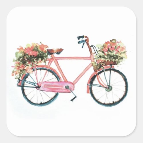 LADIES BICYCLE SQUARE STICKER