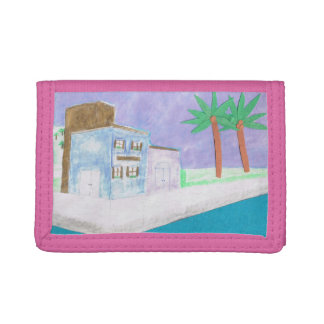 Ladies' Billfold with Caribbean Scene Trifold Wallet
