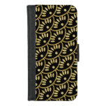 Ladies Black And Gold Bling Seigaiha Scallops Iphone 8/7 Wallet Case at Zazzle