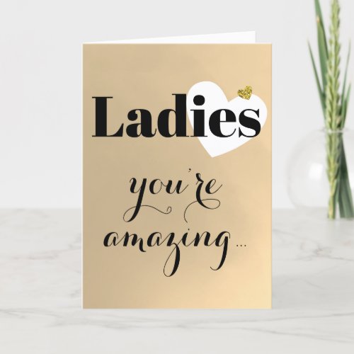 Ladies Black Gold Galentines Day Holiday Card