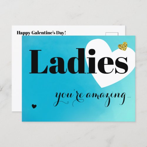 Ladies Blue Galentines Day Holiday Postcard