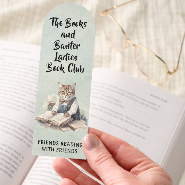 Ladies Book Club Reading Cat Bookmark (Hand)