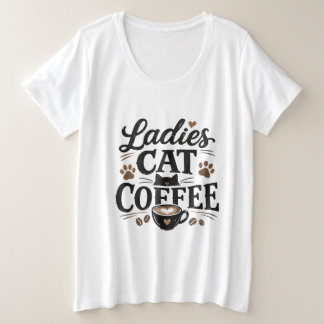 Ladies Cat Coffee T-Shirt – Cute Cat Lover Gift