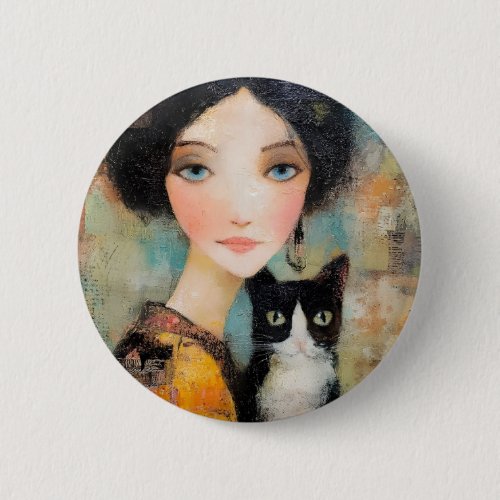 Ladies & Cats – Vintage Portrait Collection 1 Button