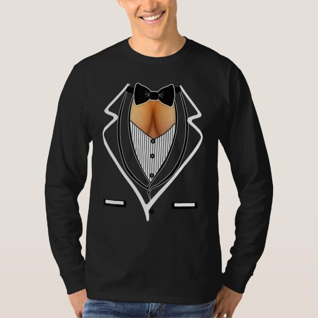 Ladies Cleavage Tuxedo Party Mardi Gras Tailgate C T-Shirt (Front)