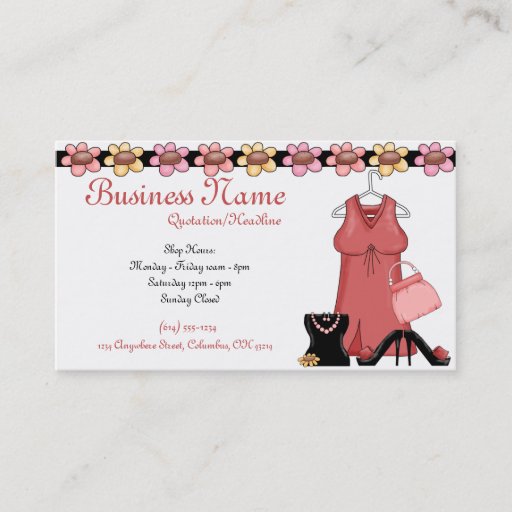 Customizable Ladies Clothes &amp; Accessories Girly Business Cards