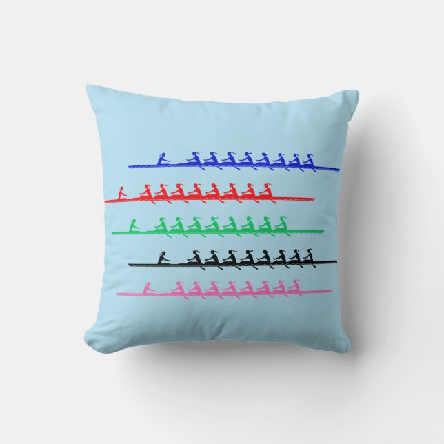 Ladies Crew Race Rowers Rowing - Up to Five Boats Throw Pillow (Front)
