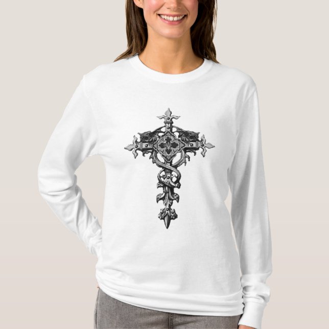 Ladies Cross With Wings T-Shirt (Front)