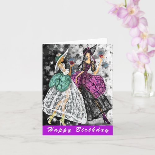 Ladies Drink Wine Birthday Card - Cheers