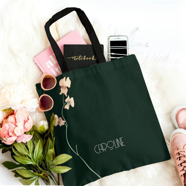 Ladies Elegant Black Floral  Boho Cute  Tote Bag (Creator Uploaded)