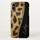 Ladies Elegant Faux Leopard Skin Monogram iPhone X