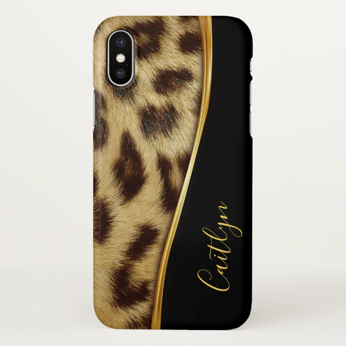 Ladies Elegant Faux Leopard Skin Monogram Iphone X Iphone Case Zazzle Com