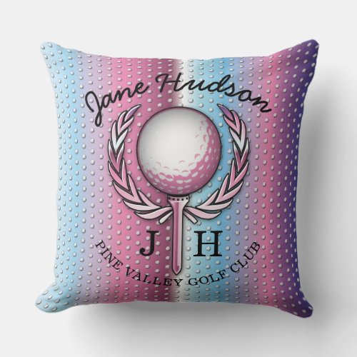 Ladies Elegant Golf Monogram Design Throw Pillow