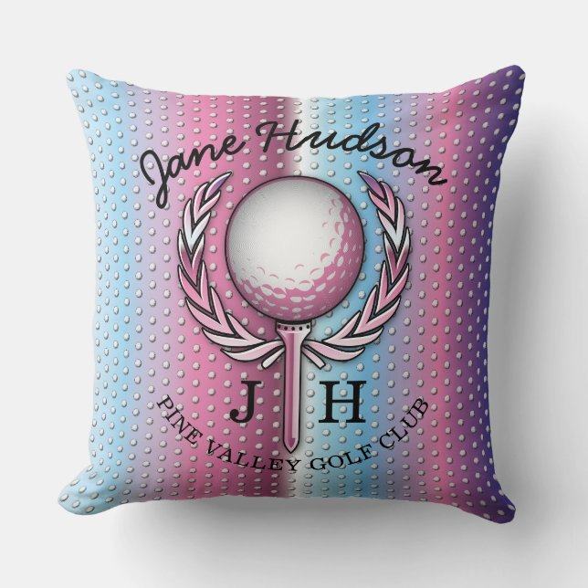 Ladies Elegant Golf Monogram Design Throw Pillow (Front)