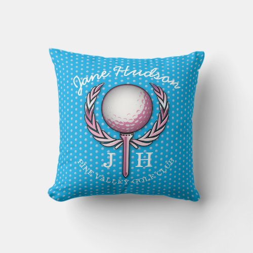 Ladies Elegant Golf Monogram Design Throw Pillow