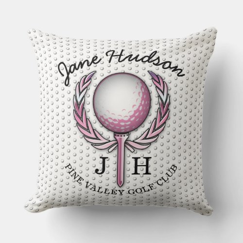 Ladies Elegant Golf Monogram Design Throw Pillow